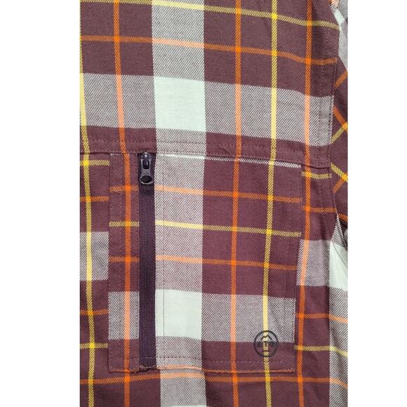 Wrangler Mens ATG Flannel Size Small Trapper Long Sleeve Brown Plaid Elbow Pads - Picture 6 of 10